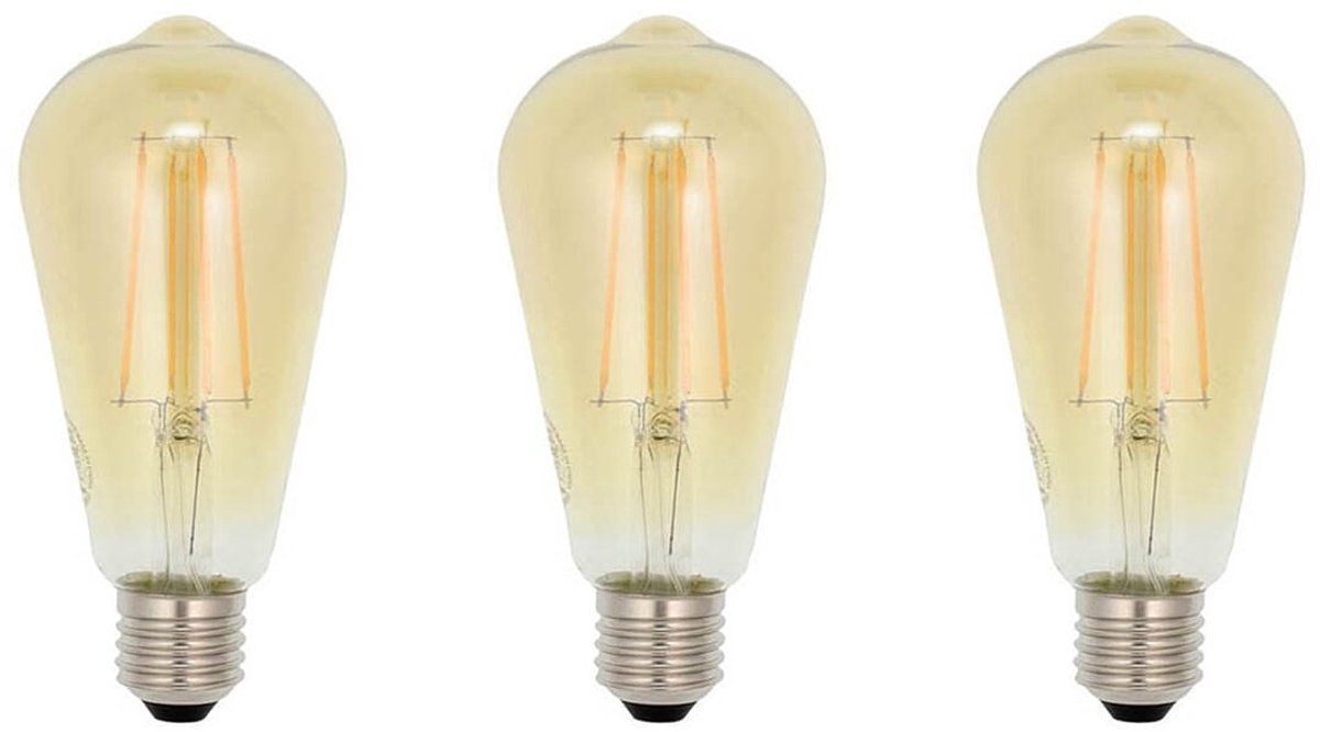 VITO LED Filament Edisonlamp ST64 E27 - 8W (vervangt 60W) - 800lm - 2500K Extra - Ø64mm - 220-240V - Energiezuinig - 3 stuks