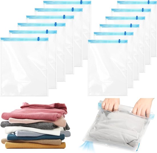 Vacuümzakken 12 stuks - Kleding op reis - Herbruikbare dichte zakken | bol