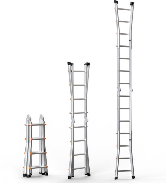 Trap Loop Ladder VEVOR Telescopische Ladder A-Frame Trap Vouwladder Opsteekladder 4m ...