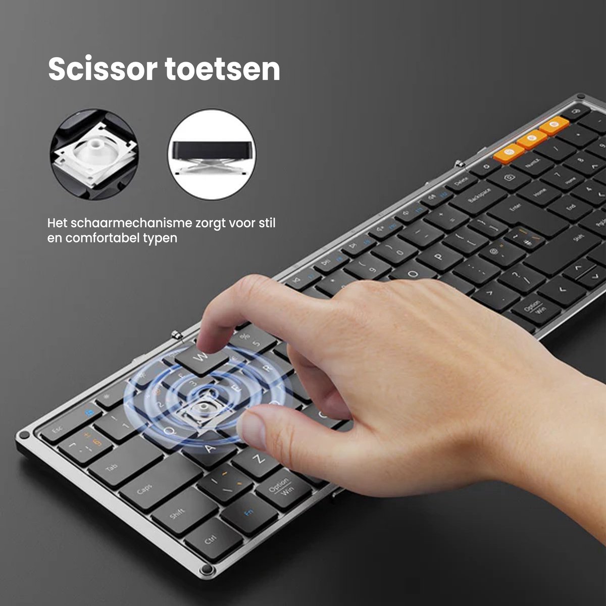 ProtoArc Opvouwbaar Bluetooth Toetsenbord en Muis - Space Grey thumbnail 3