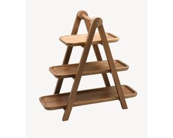 Zoha Acacia Scala Etagère – Elegant 3-laags Display voor Fruit, Gebak & Decoratie