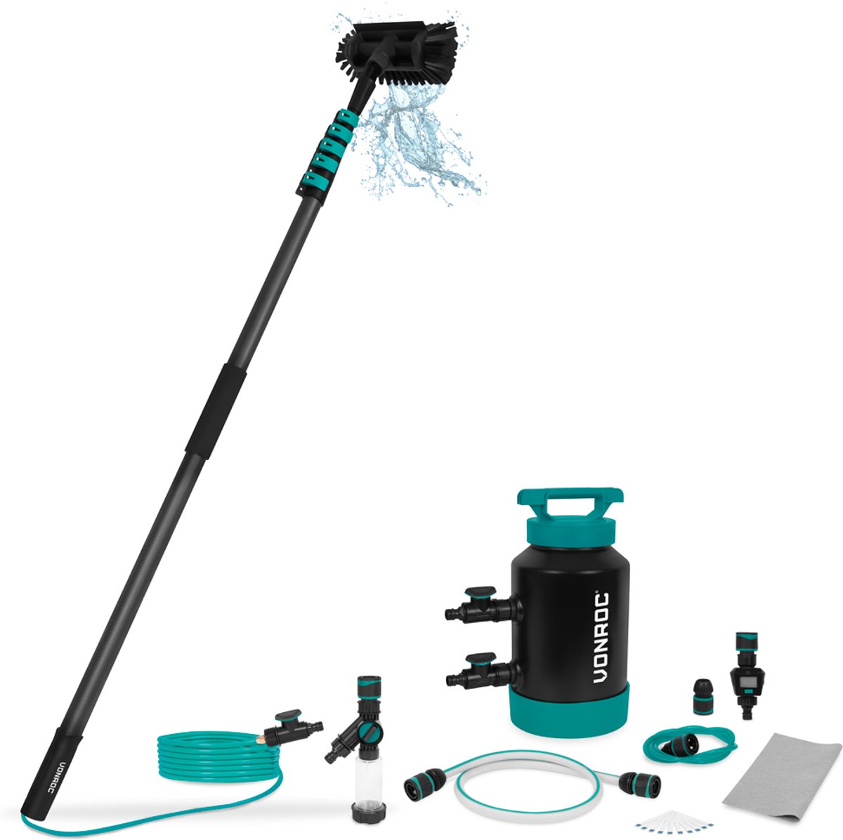 VONROC 3K Full Carbon Telescopische Wasborstel - 7,5 m en Waterontharder - Complete Set