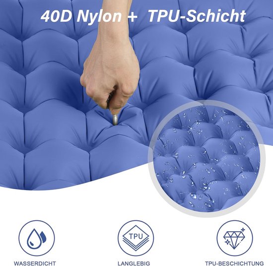 Zelfopblazende Slaapmat voor 2 Personen - Campingmatras 10 cm Dikte, Ideaal voor Outdoors van Merkloos — afbeelding 5