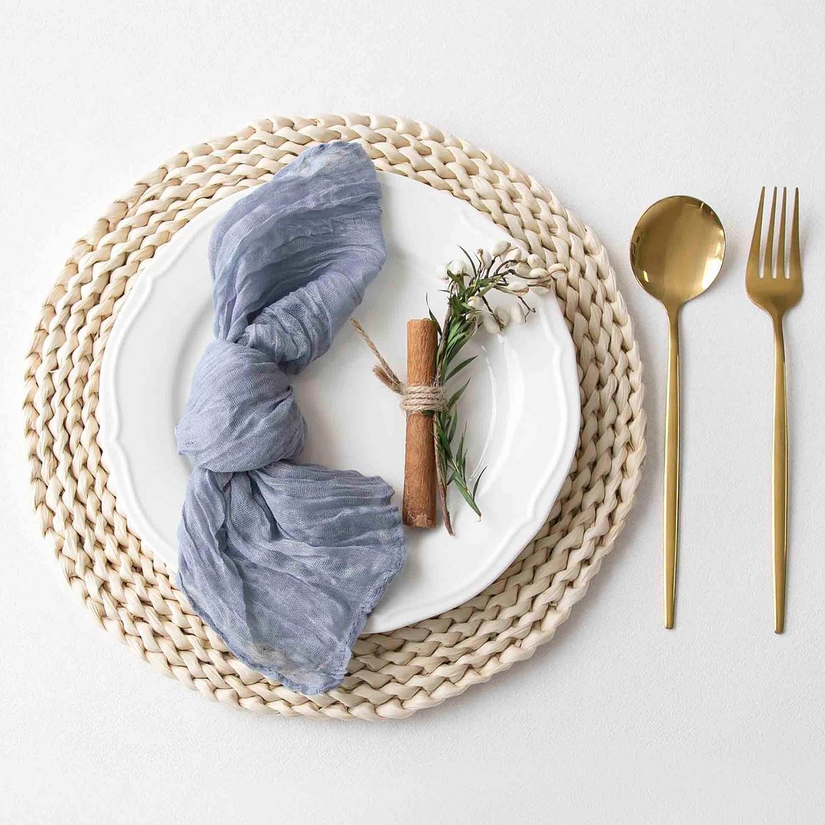 12 Stuks Kaasdoek Servetten 50x50 cm - Dusty Blauw Gaas Linnenlook voor Bruiloft & Diner