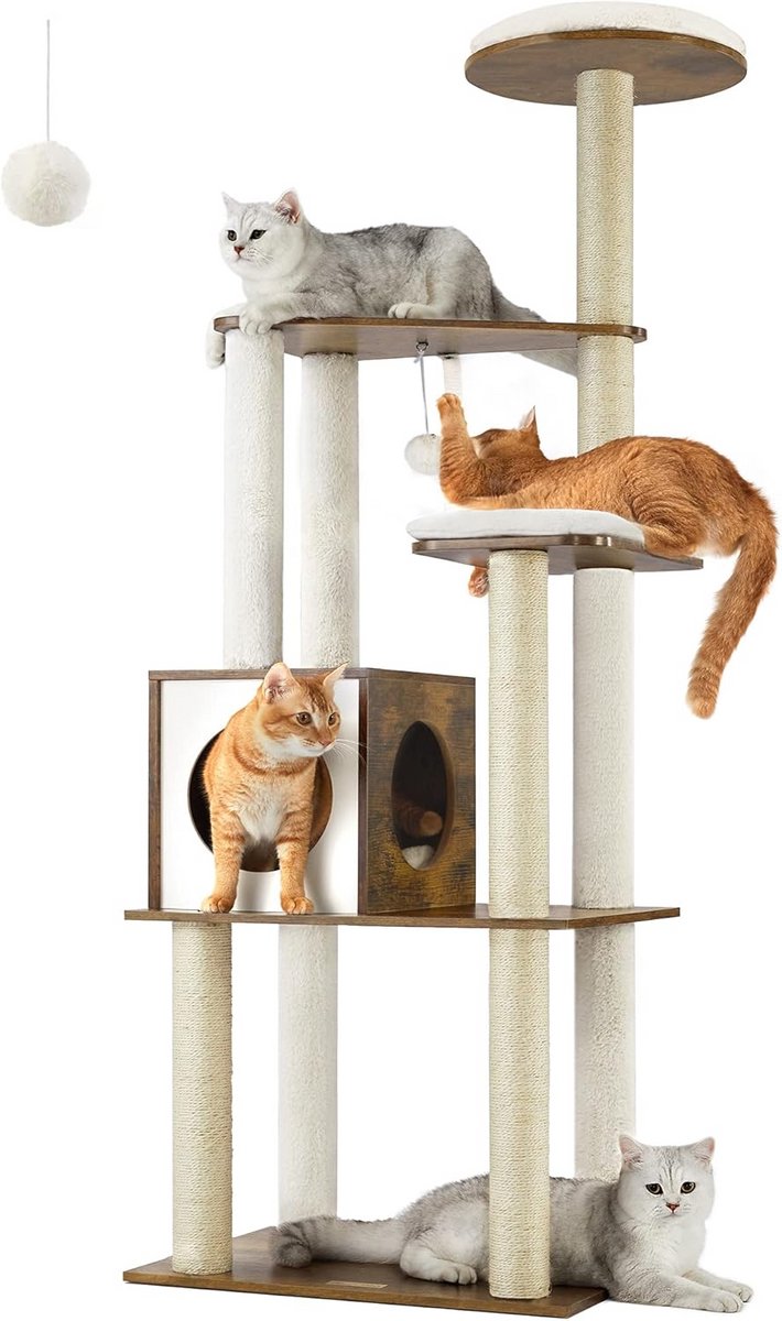 Moderne Kat Krabpaal met 5 Krabpalen, Hoek voor Huisdieren en Wasbare Kussens