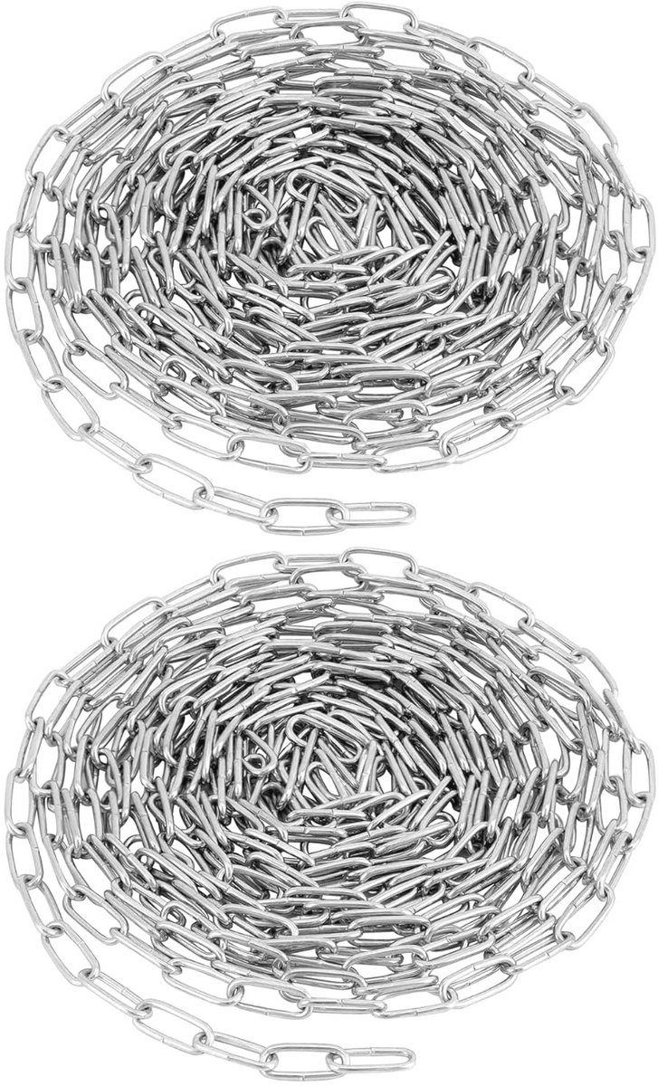 2 stuk gegalvaniseerde stalen ketting 5 m - Ø 2 mm - roestbestendig - perfect voor waslijn, hangplanten, hondenkettingen en DIY decoratie