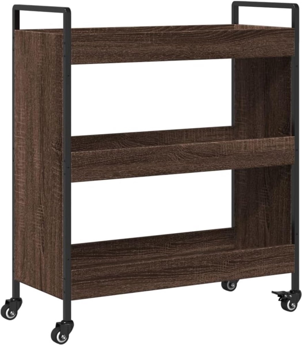 Houten Keukenkar met Wielen en Opbergruimte - Stevig en Verrijdbaar