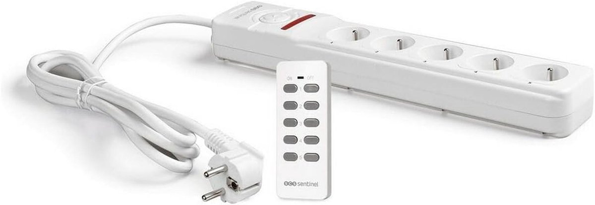 Op afstand bedienbare Power Strip met 5 Stopcontacten en 1 Afstandsbediening
