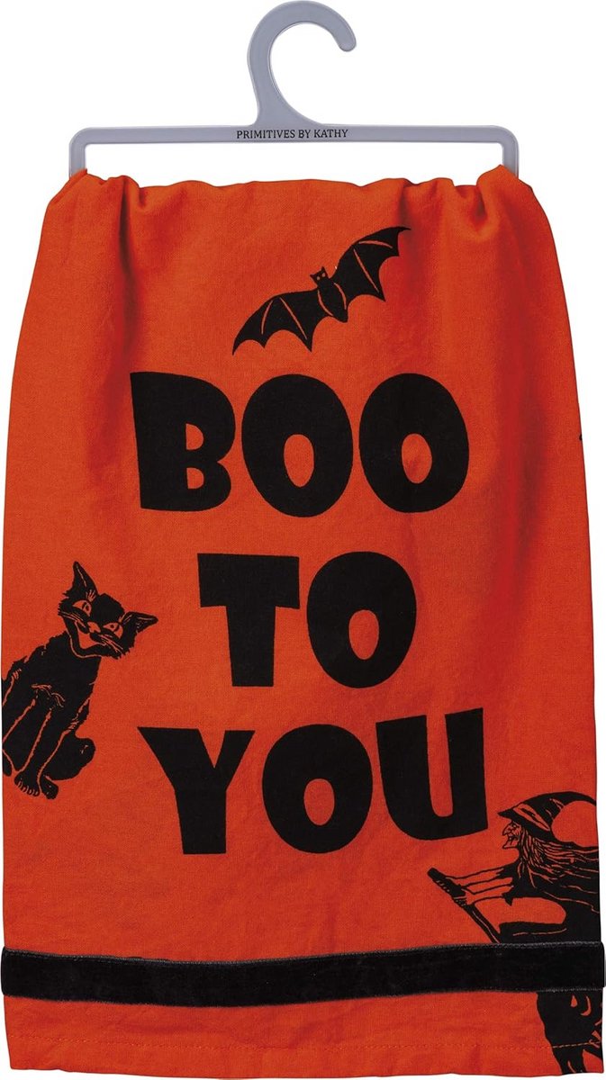 Halloween Keukendoek Katoen met Fluweel - Pompoen, Uil en Vleermuis Design - 70x70 cm