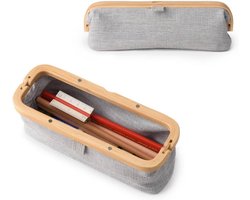GUDEE UROKI Pennenetui, pennenetui, lichtgewicht en ruim, met bamboe frame, magnetische opening voor het organiseren van kantoorbenodigdheden, 7,8 x 2,9 x 2,17 cm, voor heren en dames, blauw (Infinity
