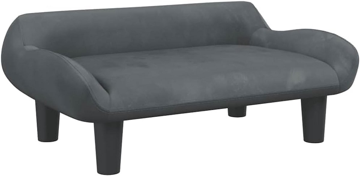 Comfortabele Kinderbank Sofa 70x40x24 cm Zacht Fluweel Donkergrijs