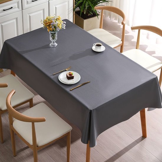 Vlekbestendig rechthoekig tafelkleed, wasbaar en waterdicht, geschikt voor restaurants, tuinen, feesten of thuisgebruik. Vlekbestendig tafelkleed, grijs, 140 x 200 cm.