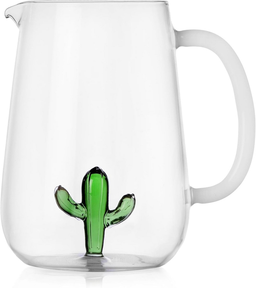 Grote Glazen Waterkan 175cl Cactussen Design Duurzaam Borosilicaatglas Handgemaakt