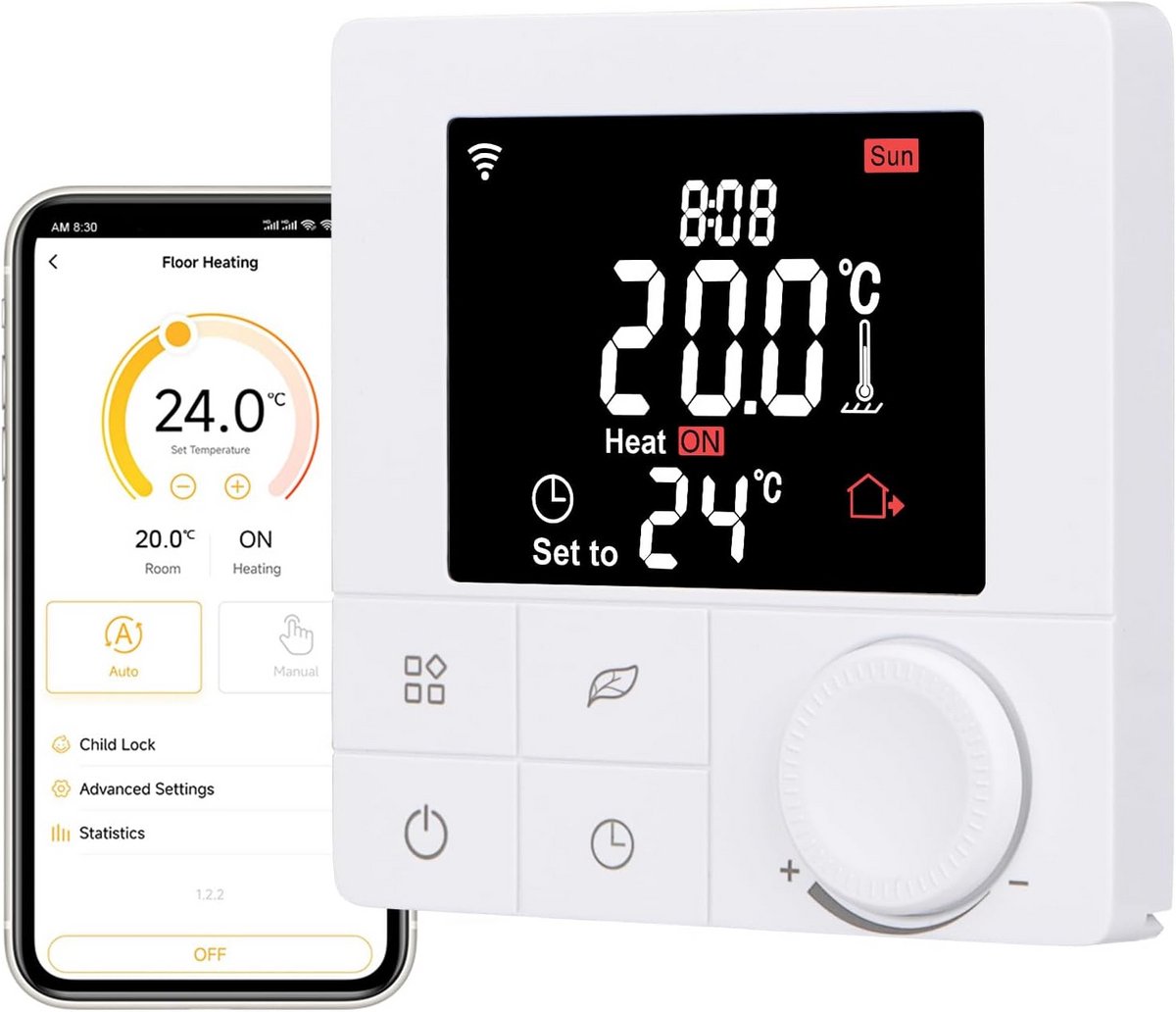 Slimme WiFi Thermostaat voor Verwarmingssystemen met Wekelijkse Programmatie en Spraakbesturing