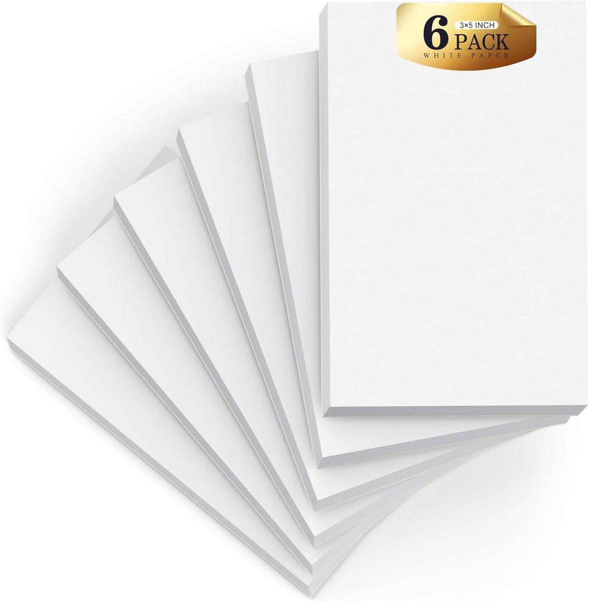 Set van 6 Kleine Notitieblokken (3x5 inch) Wit Gelinieerd Kladblokken - Perfect voor Notities en Schetsen