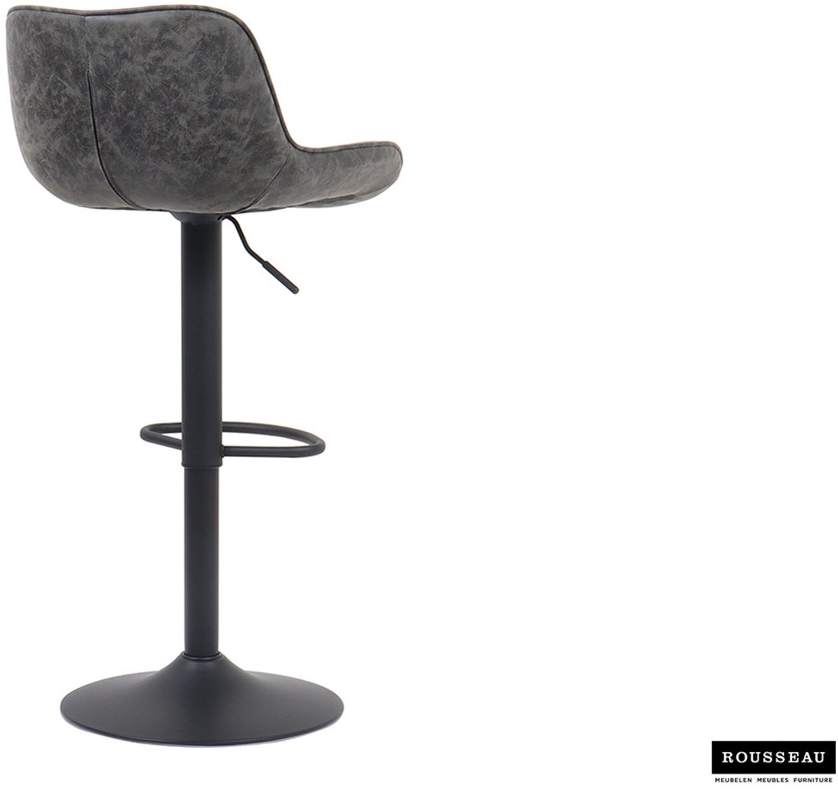 Barstoel/Barkruk 'Fenna' in PU Grijs kleur - H 84-105 cm x B 48 x D 49cm - Set van 2 - Counterstoel
