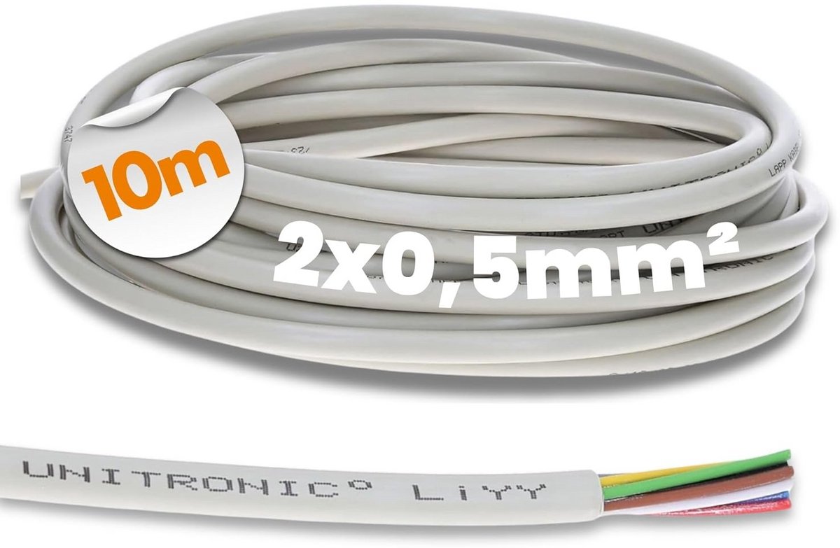 2-aderige Datakabel 0,5mm² - 10 Meter Flexibele Signaalkabel voor LED en Besturing