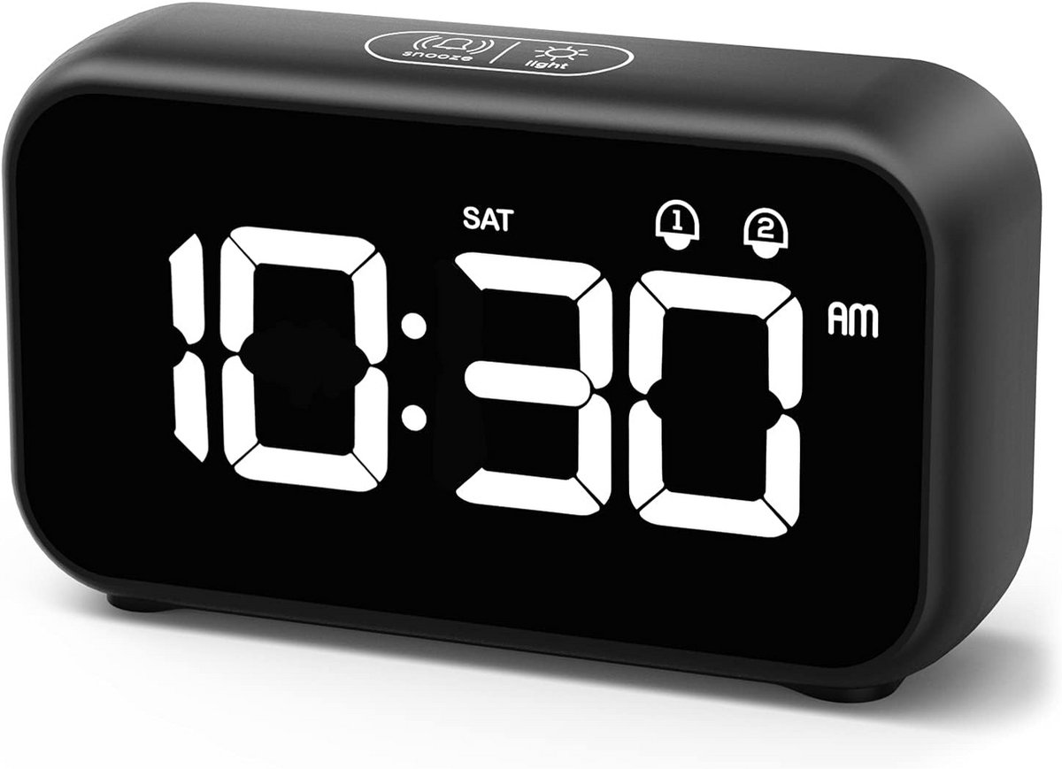 Digitale Wekker met Spiegel en Snooze-Functie - LED Wekker met 40 Beltonen, Spraakgestuurd, 12/24 Uur Weergave