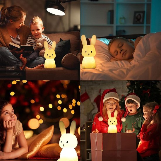 Konijn Baby Nachtlampje Touch 7 Kleuren USB Oplaadbaar Kan Worden Getimed Kindernachtlampje Deco Lamp Voor Kerstdecoratie Kinderkamer Verjaardagscadeau van Merkloos — afbeelding 3