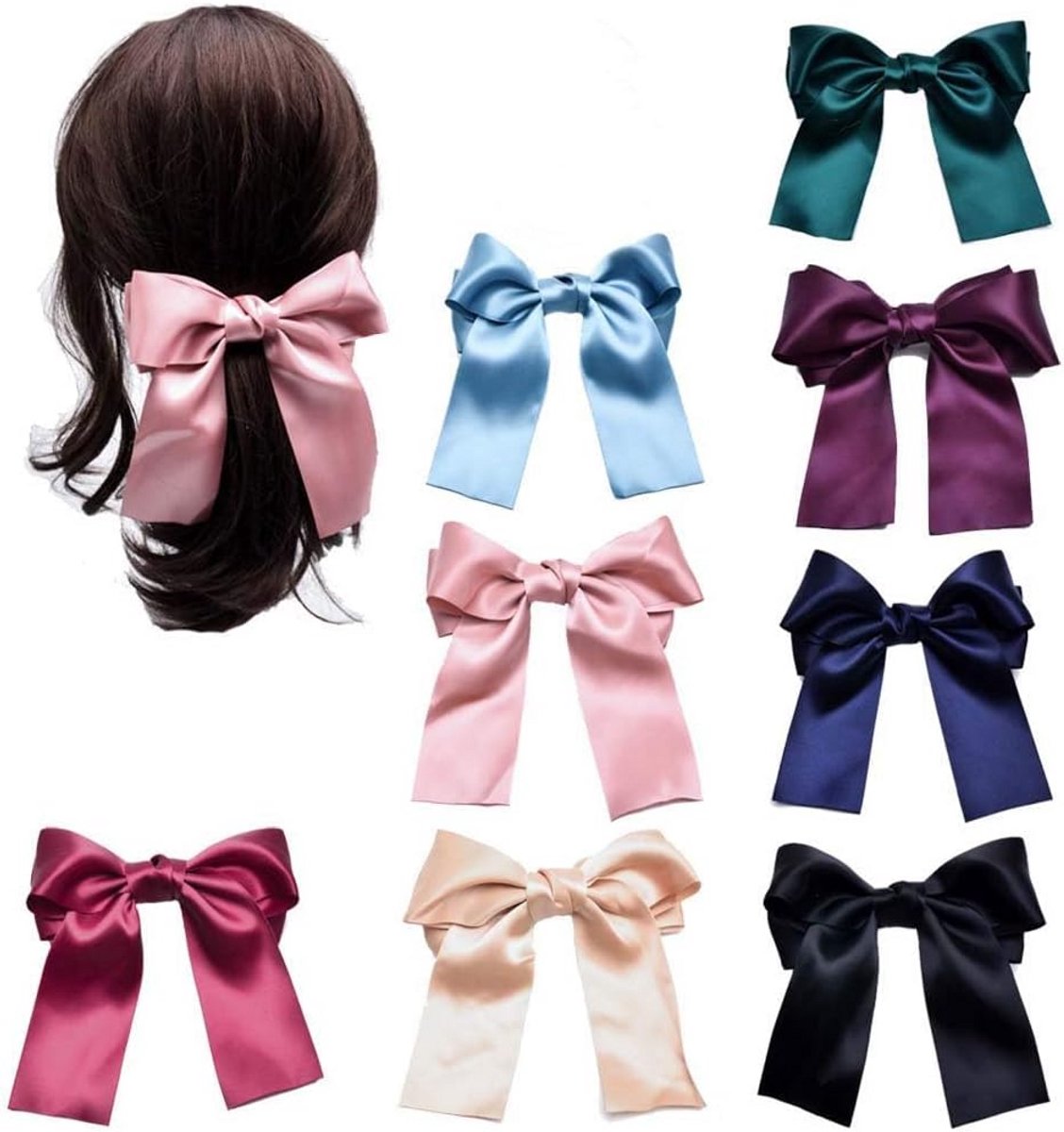 Set van 8 Haarspeldjes met Strik voor Dames en Meisjes