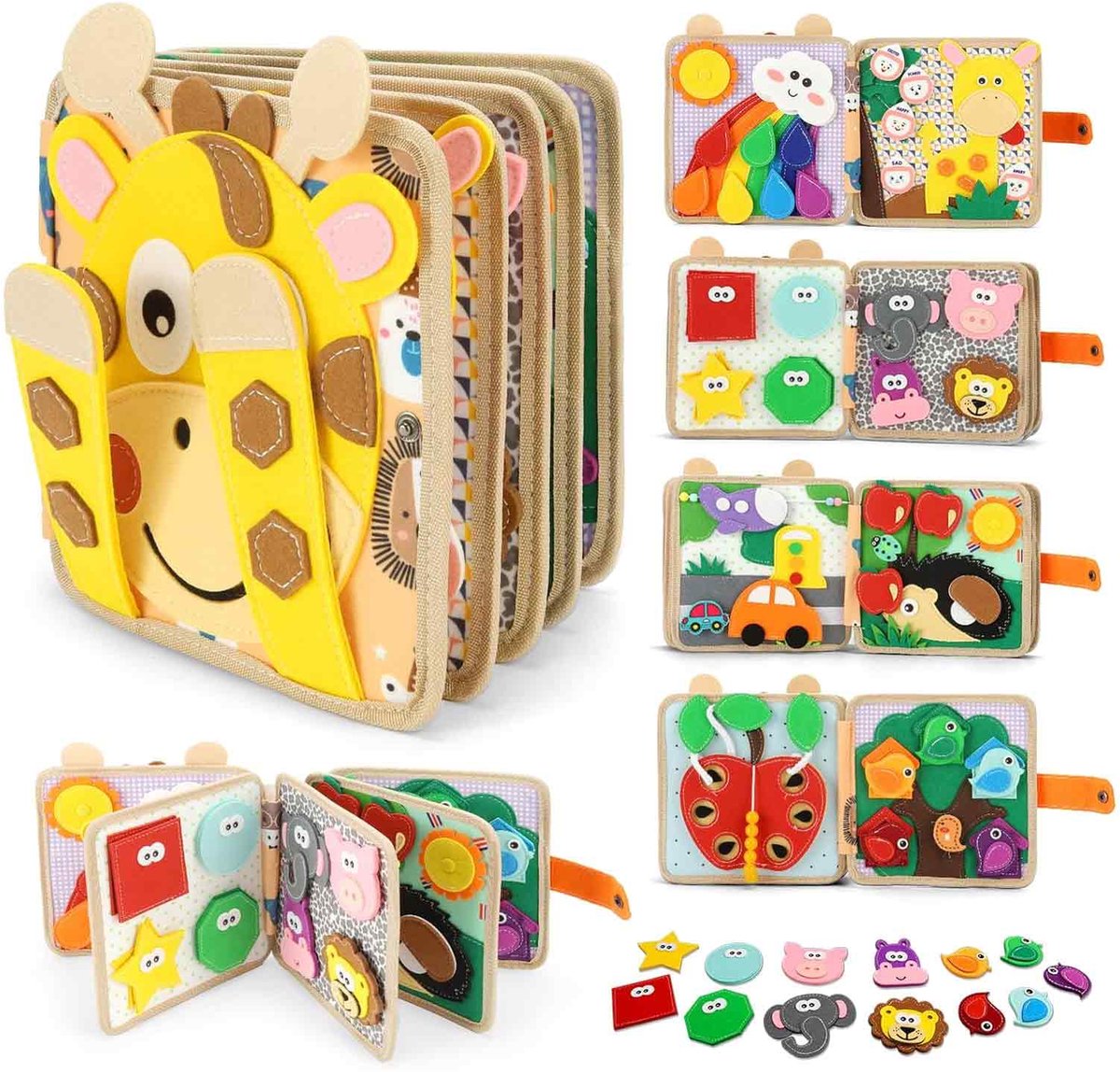 Busy Board voor kinderen vanaf 1 jaar Montessori-speelgoed Babyspeelgoed Kinderspeelgoed Babyboeken Vilt Speelgoed voor motorische vaardigheden Educatief speelgoed Busy Books voor kinderen van 1 tot 6 jaar Cadeaus voor meisjes Cadeaus voor jongens