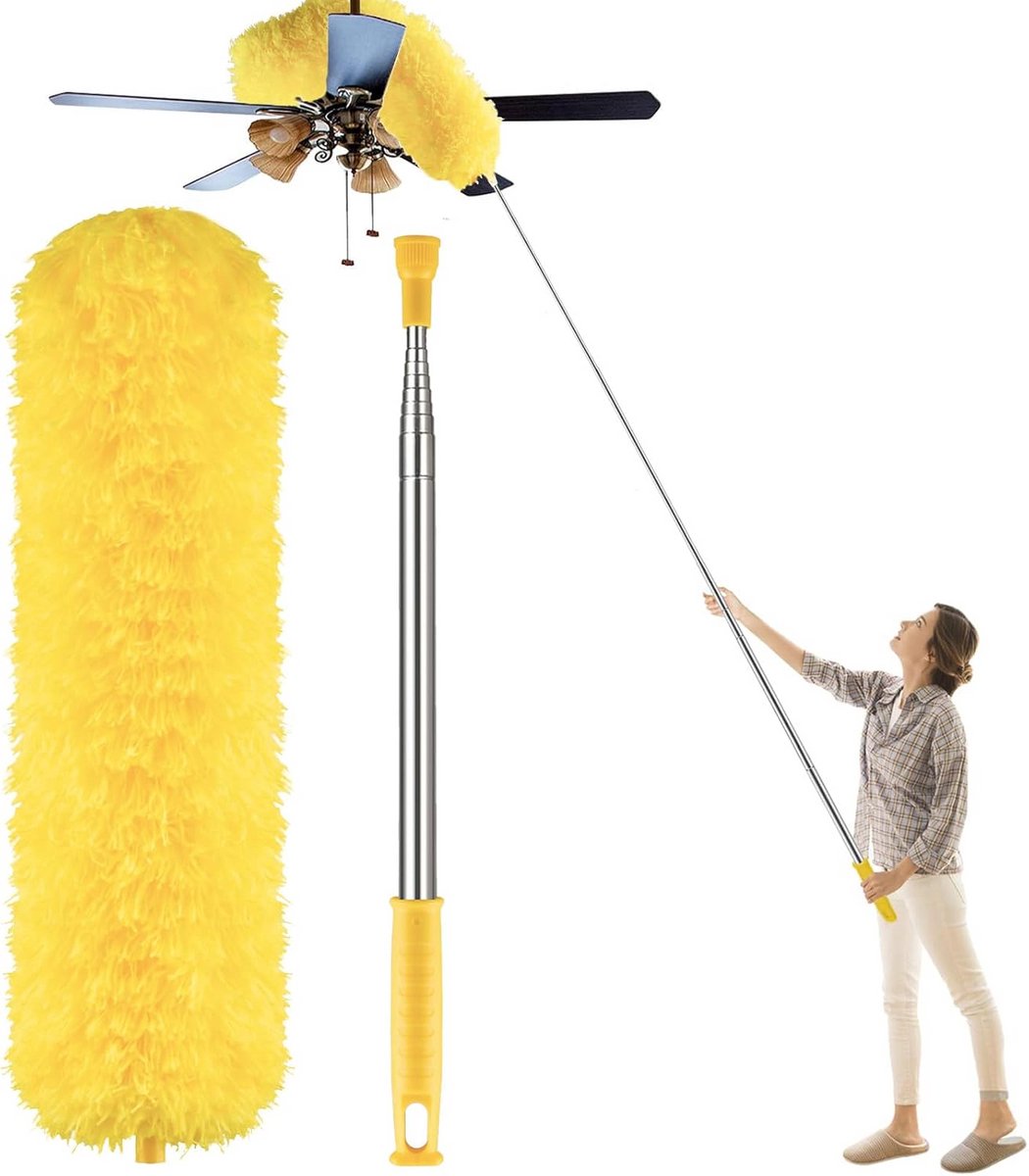 Microfiber Duster met Uitschuifbare Steel voor Hoge Plafonds en Ventilatoren