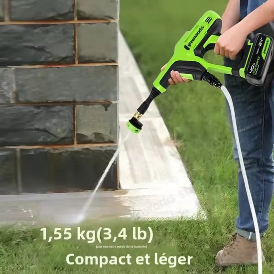 Greenworks Hogedrukreiniger - 24V 400W draagbare hogedrukreinigers - autoreiniger met 1*4000mAh accus - 5 m slang,voor auto's van Merkloos	 — afbeelding 4