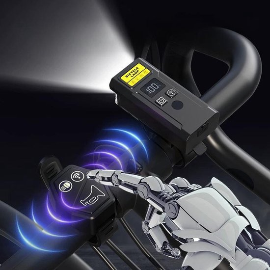 KZQ Fietslamp - Draadloze afstandsbediening - Met luidsprekerfunctie - Automatische verlichtingsmodus - Grote capaciteit 1500mAh - 5 standen - Oplaadbare Type-C IPX5 waterdichte zaklamp - Geschikt voor aardbevingen, stroomuitval en noodsituaties. — afbeelding 3