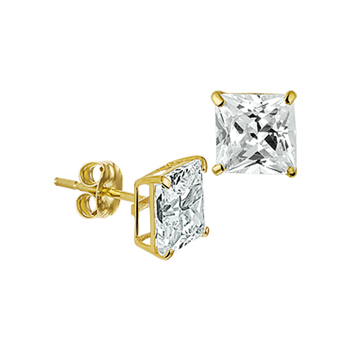Gouden Oorknoppen Zirkonia 5 mm Vierkant 14 karaats