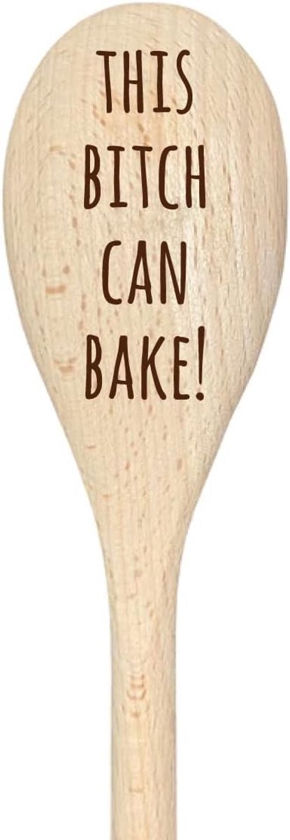 Grappige Houten Lepel met Gegraveerde Tekst - Uniek Bakcadeau