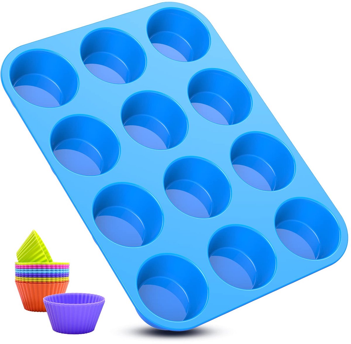 Unyqoos® Siliconen bakvorm voor 12 mini-muffins met herbruikbare vormen