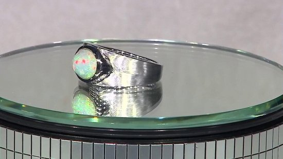 Cavill - Zilveren ring met 1,553 ct ovale Welo-opaal cabochon uit Ethiopië - 925 Sterling zilver - Brede moderne damesring - Luxe sieraden