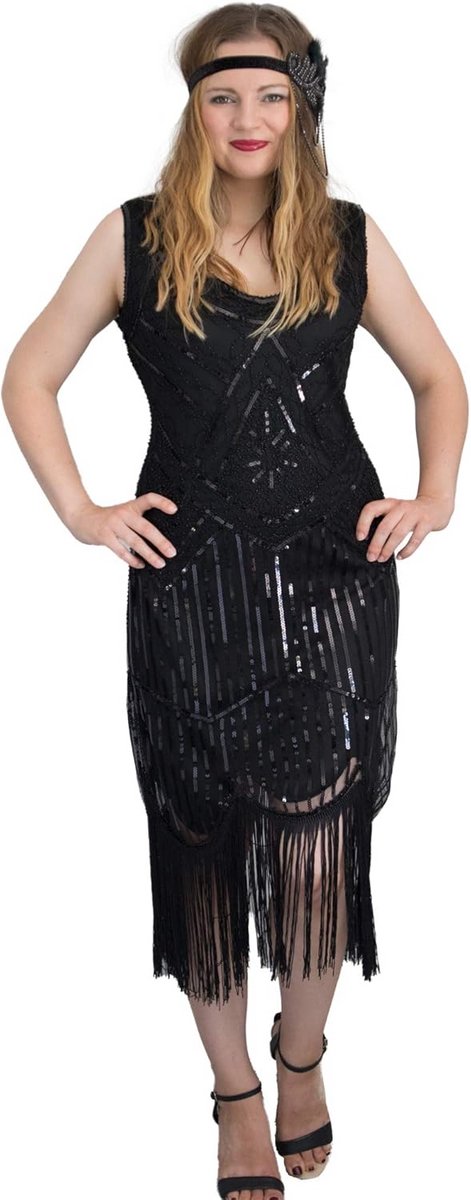 Vintage Jaren '20 Flapper Jurk met Pailletten en Franje voor Dames