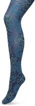 Bonnie Doon Grafische Panty 60 Denier Donker Blauw Dames maat L/XL - Grafische Print - Gladde Naden - Maximaal Draagcomfort - Ornament Tights - Chique Panty - Feestelijk - Donkerblauw - Navy - BP221909.102
