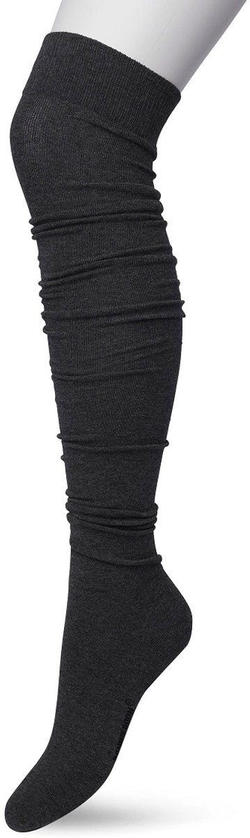 Bonnie Doon Overknee Kousen Donker Grijs Dames - Overknee Sokken - Over de knie - Katoen - Gladde Naden - Extra Comfortabel - Maximaal Draagcomfort - Warm - Overknees - Kniekousen - Dark Grey - Gemeleerd - Oxford Heather - P53496.308