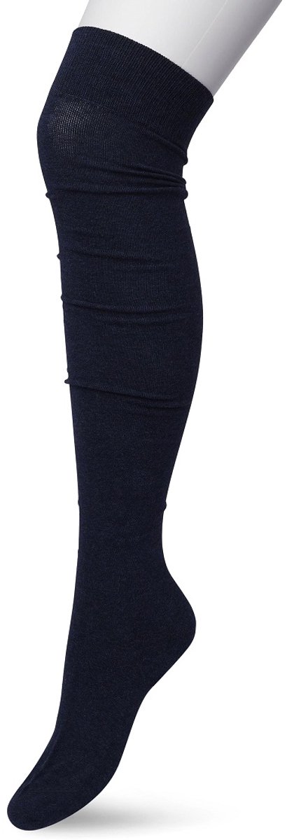 Bonnie Doon Overknee Kousen Donker Blauw Dames - Overknee Sokken - Over de knie - Katoen - Gladde Naden - Extra Comfortabel - Maximaal Draagcomfort - Warm - Overknees - Kniekousen - Dark Blue - Gemeleerd - Navy Heather - P53496.291