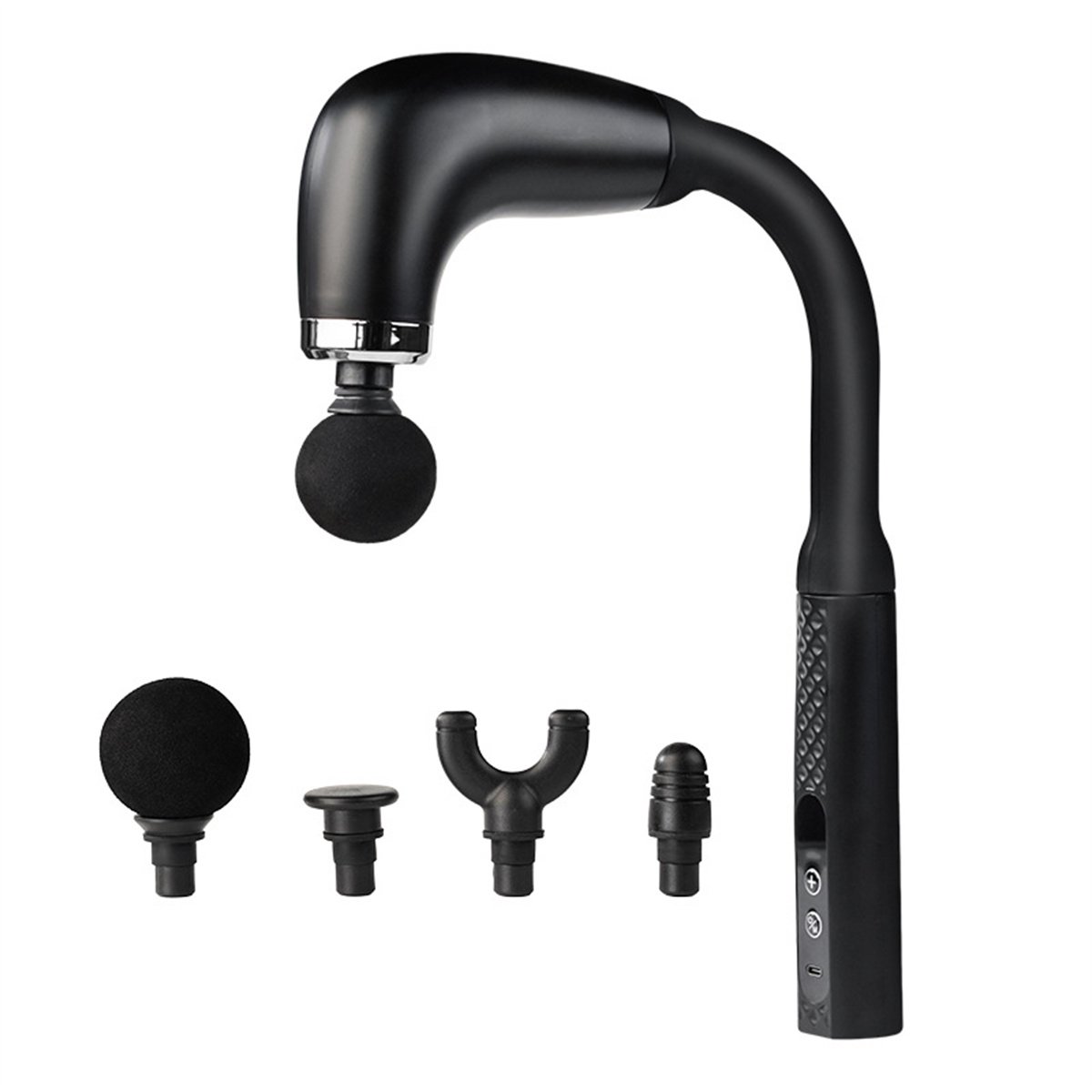 longziming -Massagepistool – 2-in-1 Percussie Massagepistool – Draadloos Percussiemassageapparaat – 9 Snelheden – 4 Massagekoppen en Lange Batterijduur – voor mannen en vrouwen– Zwart