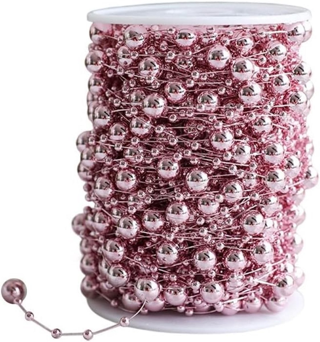 Kerstboom Versiering Ketting - Kerst kralen slinger - Feestelijke Decoratie - Reflecterend Kralenontwerp - 10 meter - Roze – foto 8