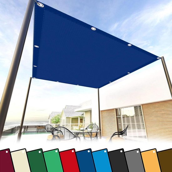 Zonnezeil rechthoekig 1.4 x 1.8 m UV Bescherming Zwembad Schaduwdoek met oogjes, kabelbinders en koord voor patio pergola, Bruin A