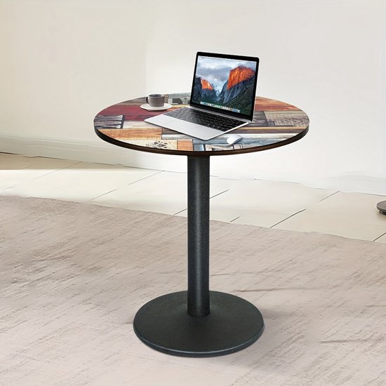 Supfine Keukenbartafel, industriële eettafel, statafel, 60 x 60 x 75 cm, hoge tafel met houten blad, bistrotafel voor 1-4 personen, vierkante eetkamertafel, retroklok