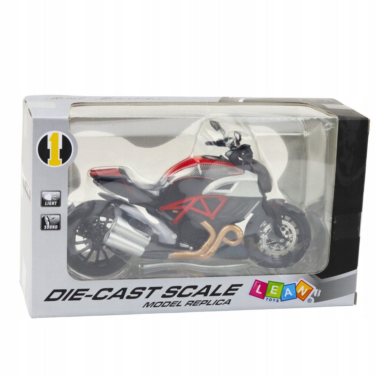 Rode Sportmotor Speelgoed 1:12 met Licht & Geluid - Metalen Model
