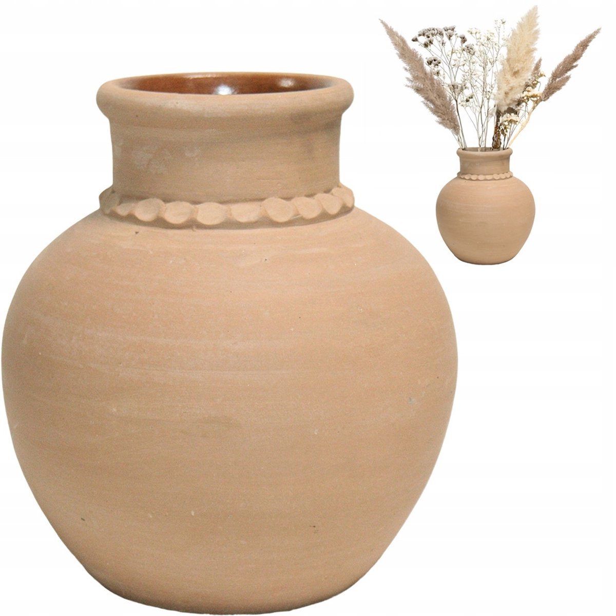 Grote Terracotta Vaas 25cm - Handgemaakt, Boho Stijl