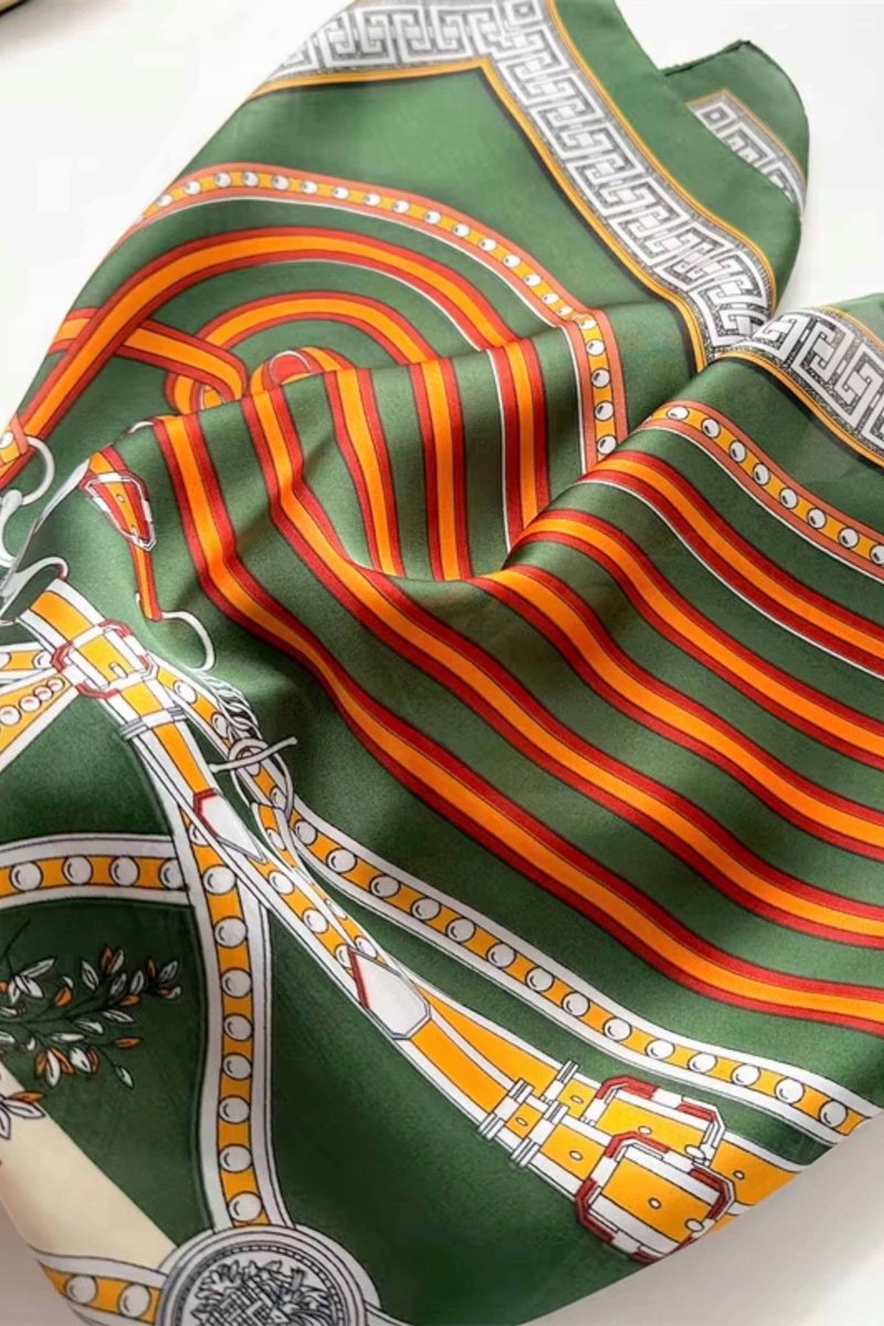 Kamea Dames Sjaal 70x70cm Groen Klassiek Grieks Patroon
