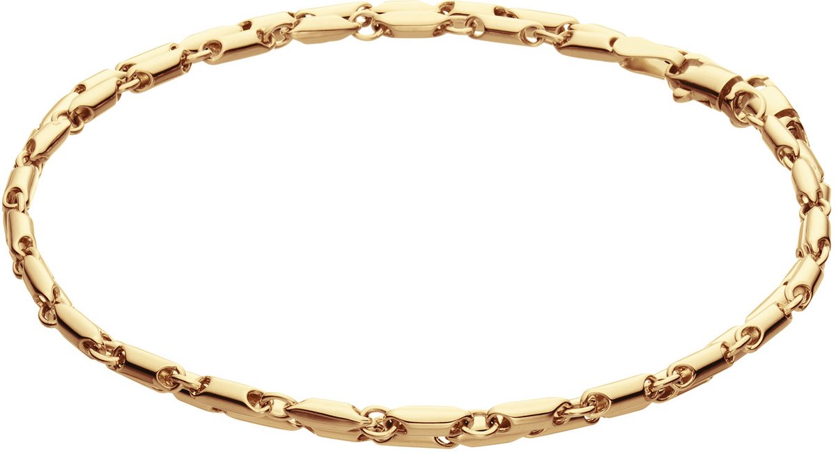 Glow 204.1470.20 Dames Armband - Schakelarmband - Sieraad - 14 Karaat Goud - Fantasie - 20 cm lang