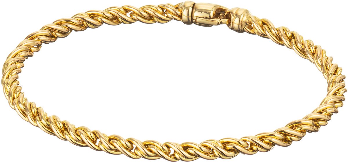 Glow 204.2233.19 Dames Armband - Schakelarmband - Sieraad - 14 Karaat Goud - Koord - 5 mm breed - 19 cm lang