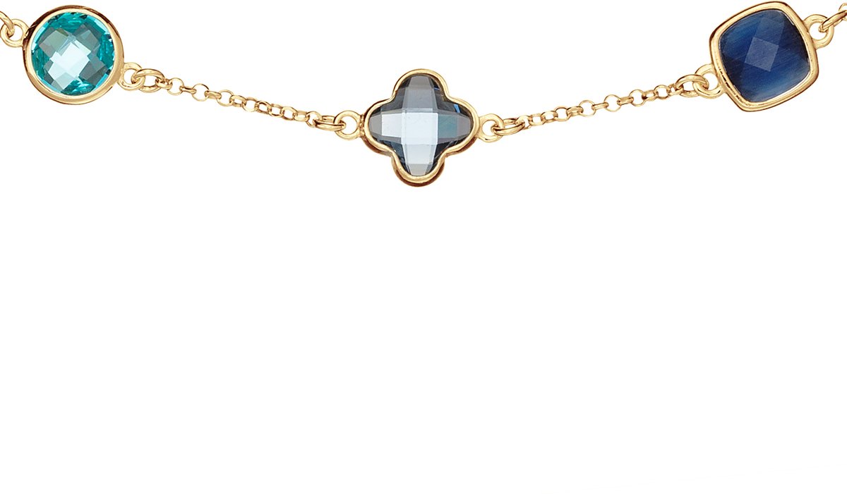 Glow 102.8620.55 Ketting - Collier - Sieraad - Dames - Schakelketting - Zilver - Goudkleurig - 925 Zilver - 9 mm breed - 55 cm lang