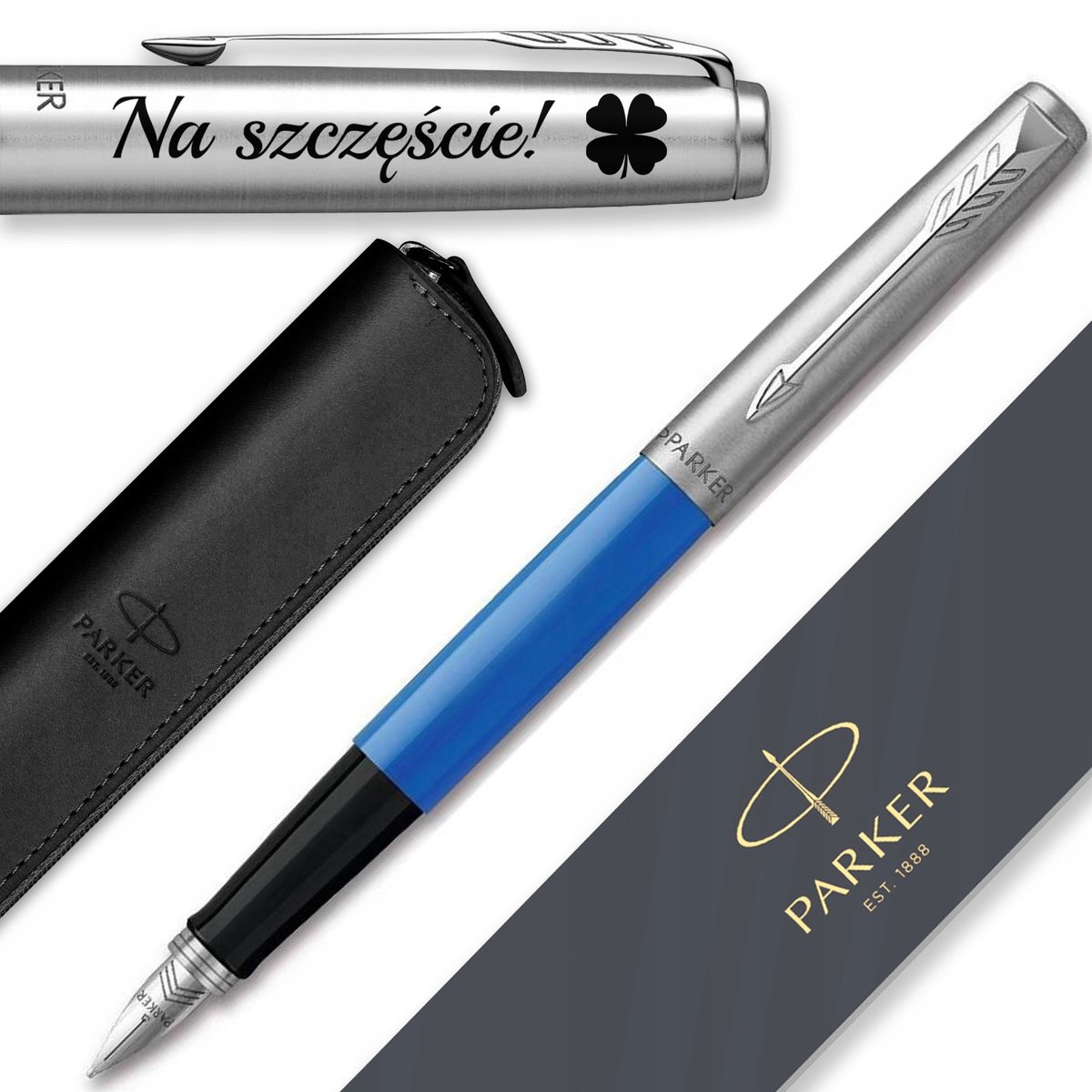 Parker Jotter 60 Vulpen Blauw met Gravure en Luxe Etui