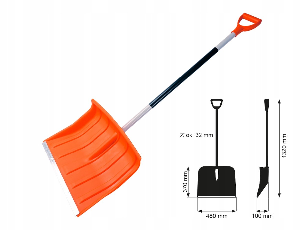 Lichtgewicht sneeuwschop 48cm met metalen steel, merkloos