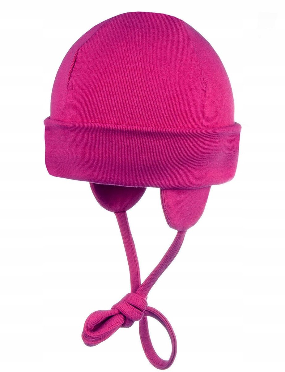 Doll Jersey Gebreide Baby Muts met Oorflappen en Strik - Maat 41