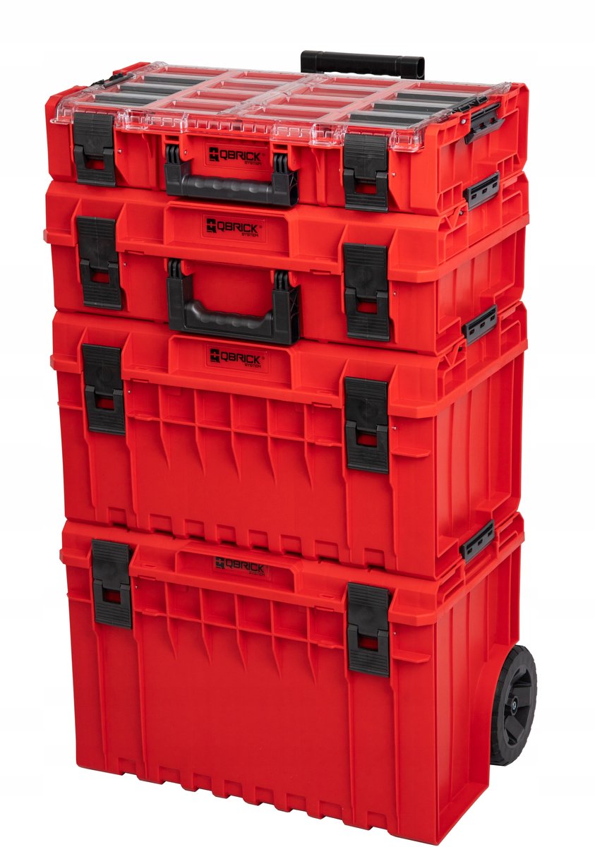 Qbrick One Set Red Gereedschapskist met Wielen en Organizers